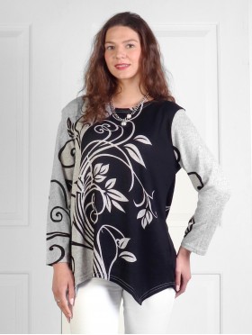 Floral Swirls Printed Soft Knitted Light Sweater